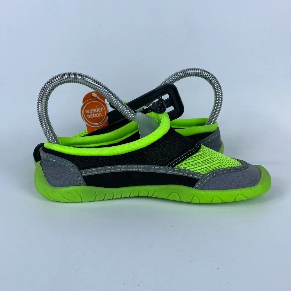 Wonder Nation Water Swim Shoes Shoes Kids Size‎ 2-3 Green Black Gray Mesh Upper